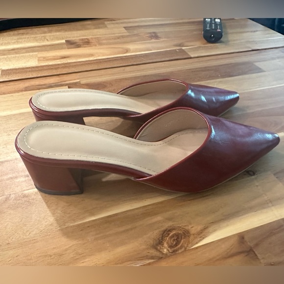 Burgundy |Pointed-Toe Slip-On Heel Shoes| US8/ EU 39 - Picture 3 of 7